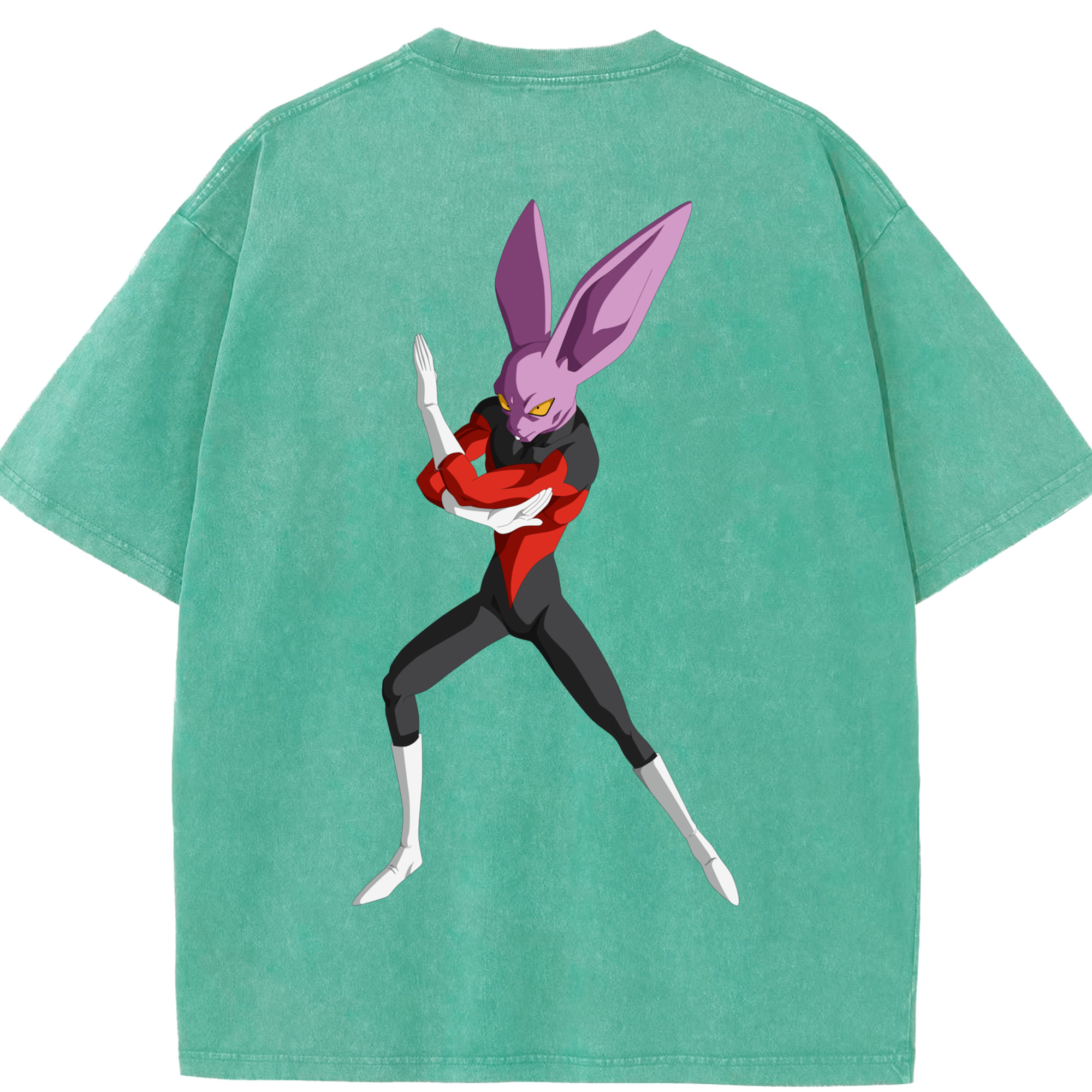 （画像用） ドラゴンボール ビルス 破壊神ビルス DRAGON BALL Beerus Birusu 綿100% ヴィンテージ風 半袖Tシャツ（背面プリント）